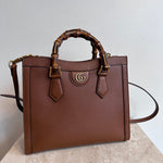Pre-Owned GUCCI Brown Leather Small Diana Tote Bag