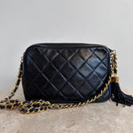 Pre-Owned CHANEL™ Vintage Black Quilted Lambskin Camera Bag