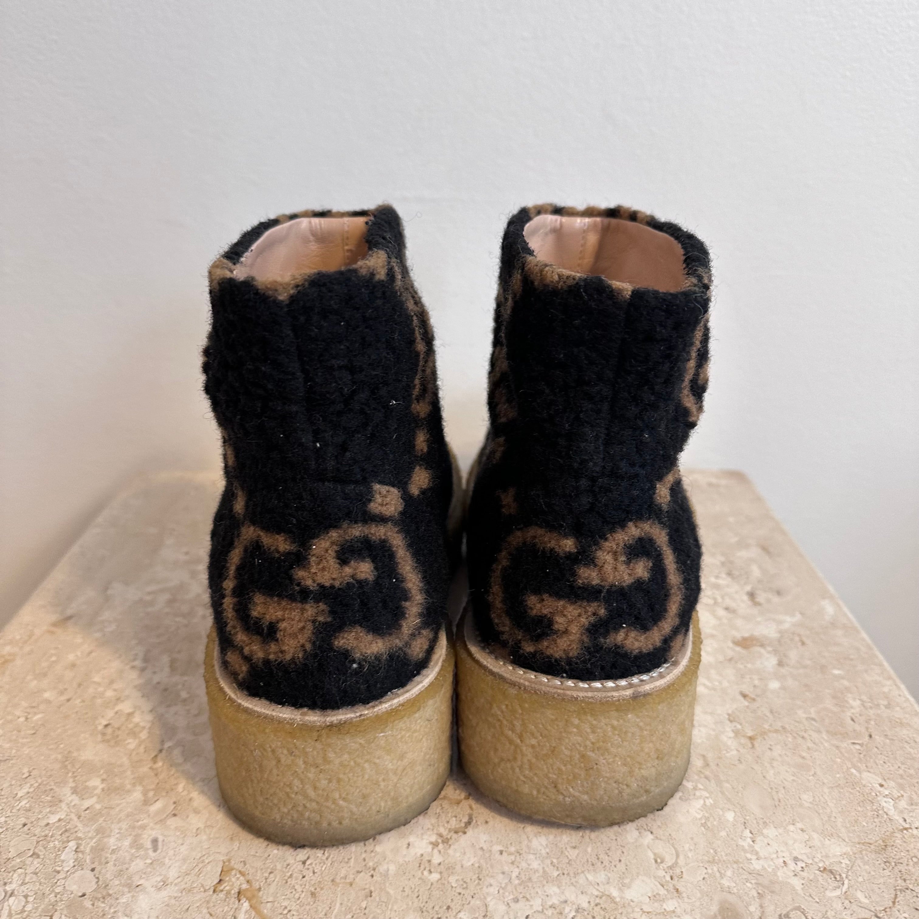Pre-Owned GUCCI Shearling Boots Size 38.5