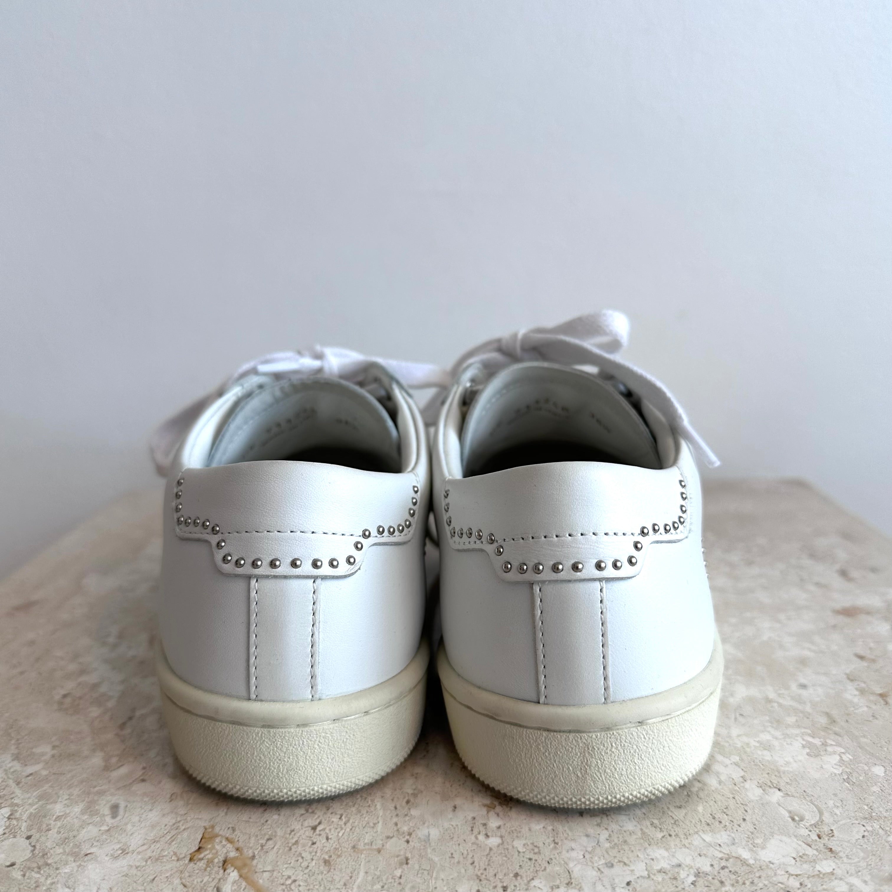 Pre-Owned SAINT LAURENT Studded White Sneaker Size 36.5