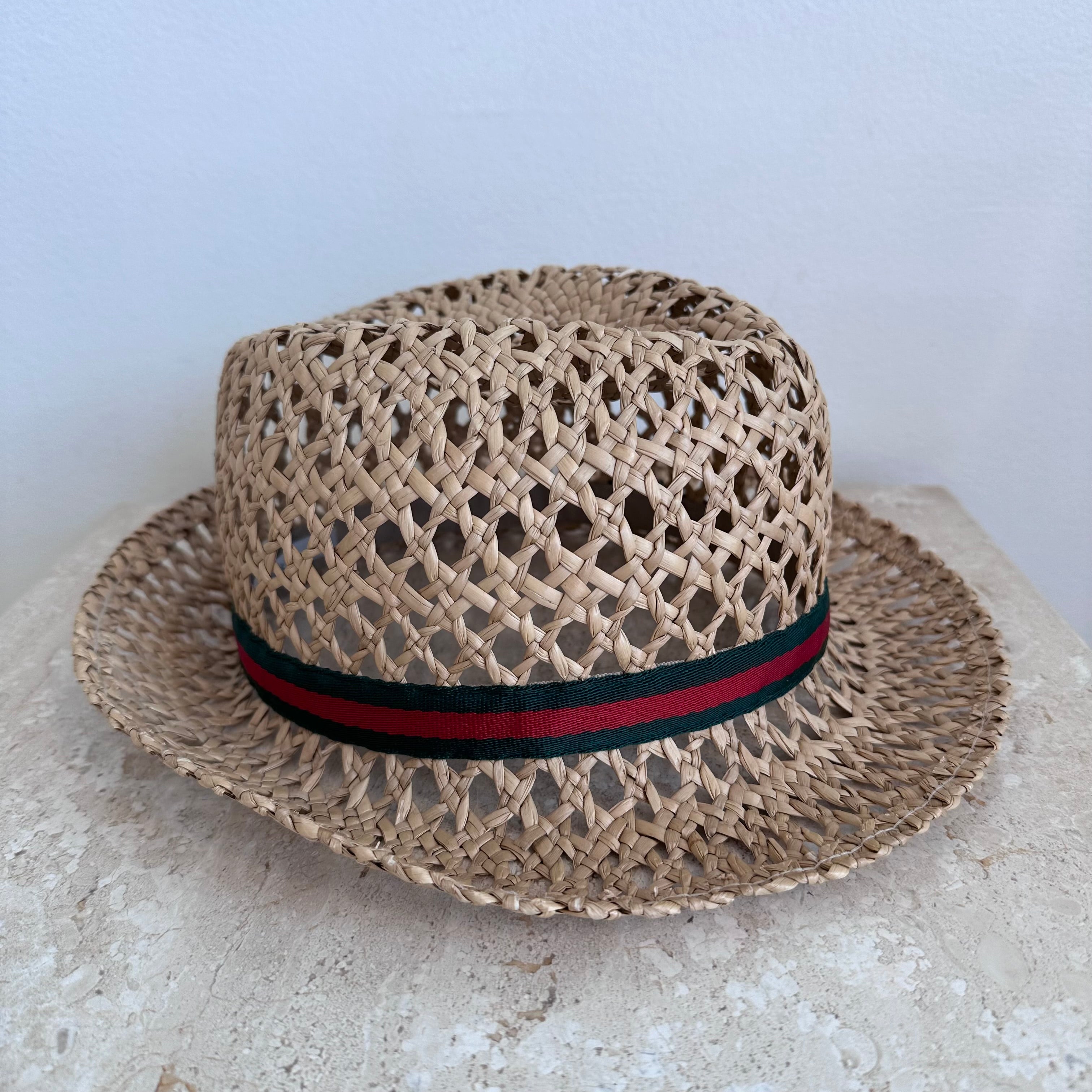 Pre-Owned GUCCI Raffia Web Hat