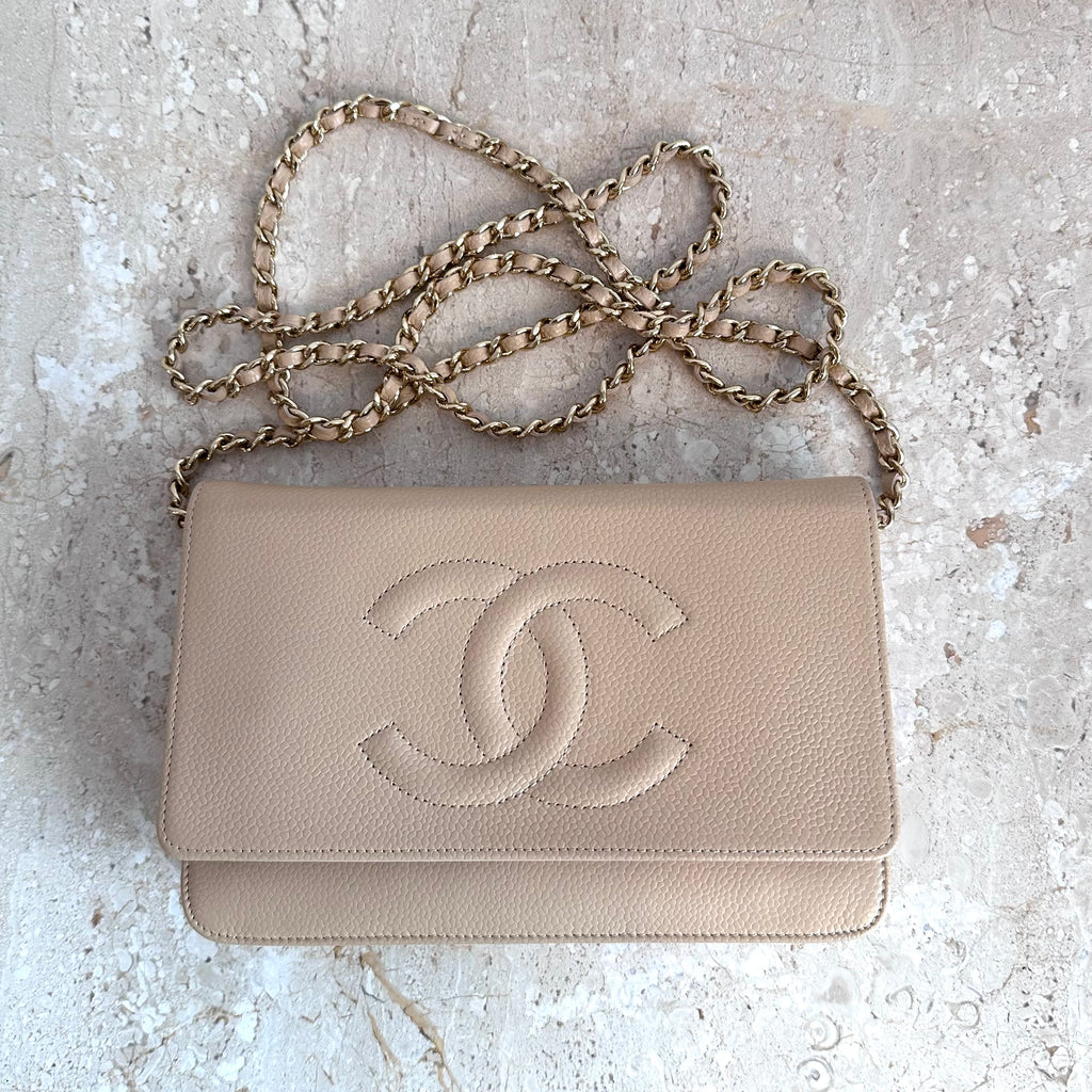 Pre-Owned CHANEL™ Beige Timeless Wallet on Chain
