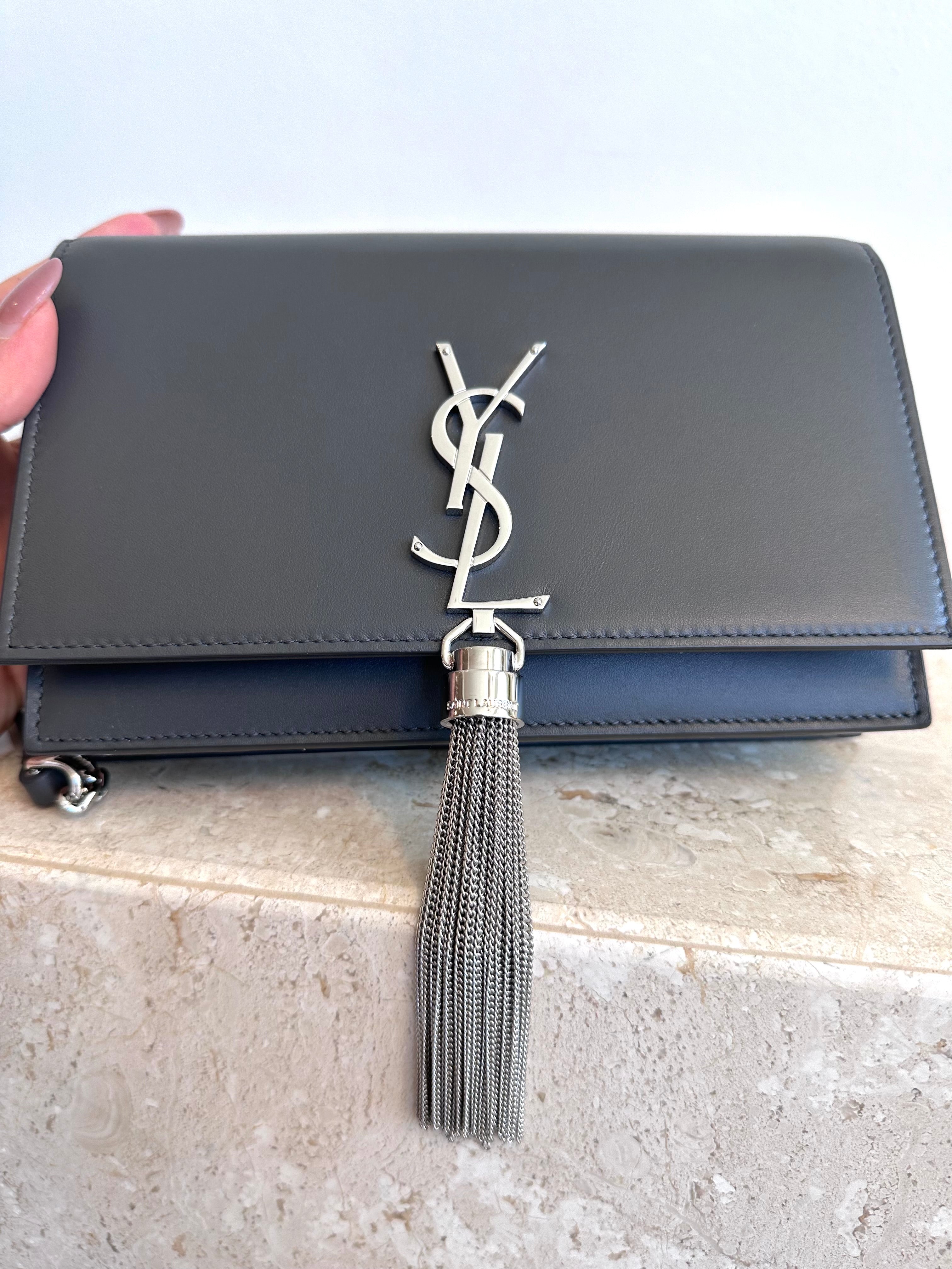 Pre-Owned SAINT LAURENT Small Kate Chain Wallet with Tassel Bag