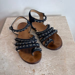 Pre-Owned CHANEL™ Navy Suede Chain Sandals Size 39