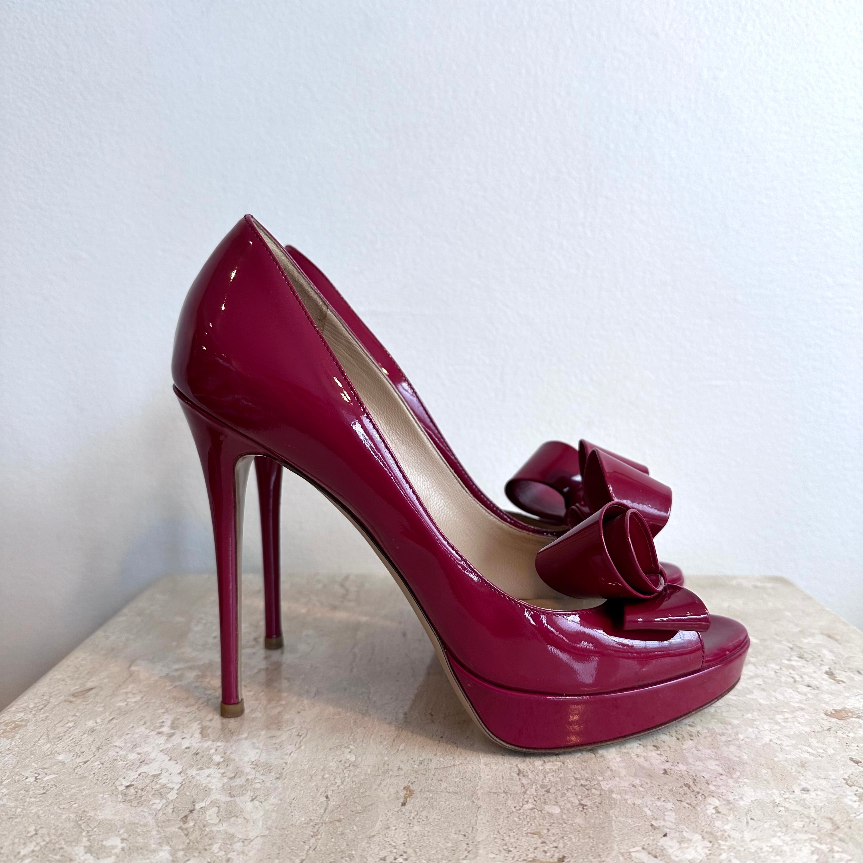Pre-Owned VALENTINO Size 39 Bow Open Toe Platform Shoes