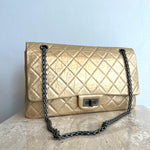 Pre-Owned CHANEL™ Gold Aged Calfskin Leather Reissue 226 Double Flap
