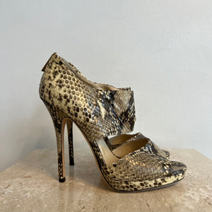 Pre-Owned JIMMY CHOO Python  Full Strap Peep Toe - Size 39