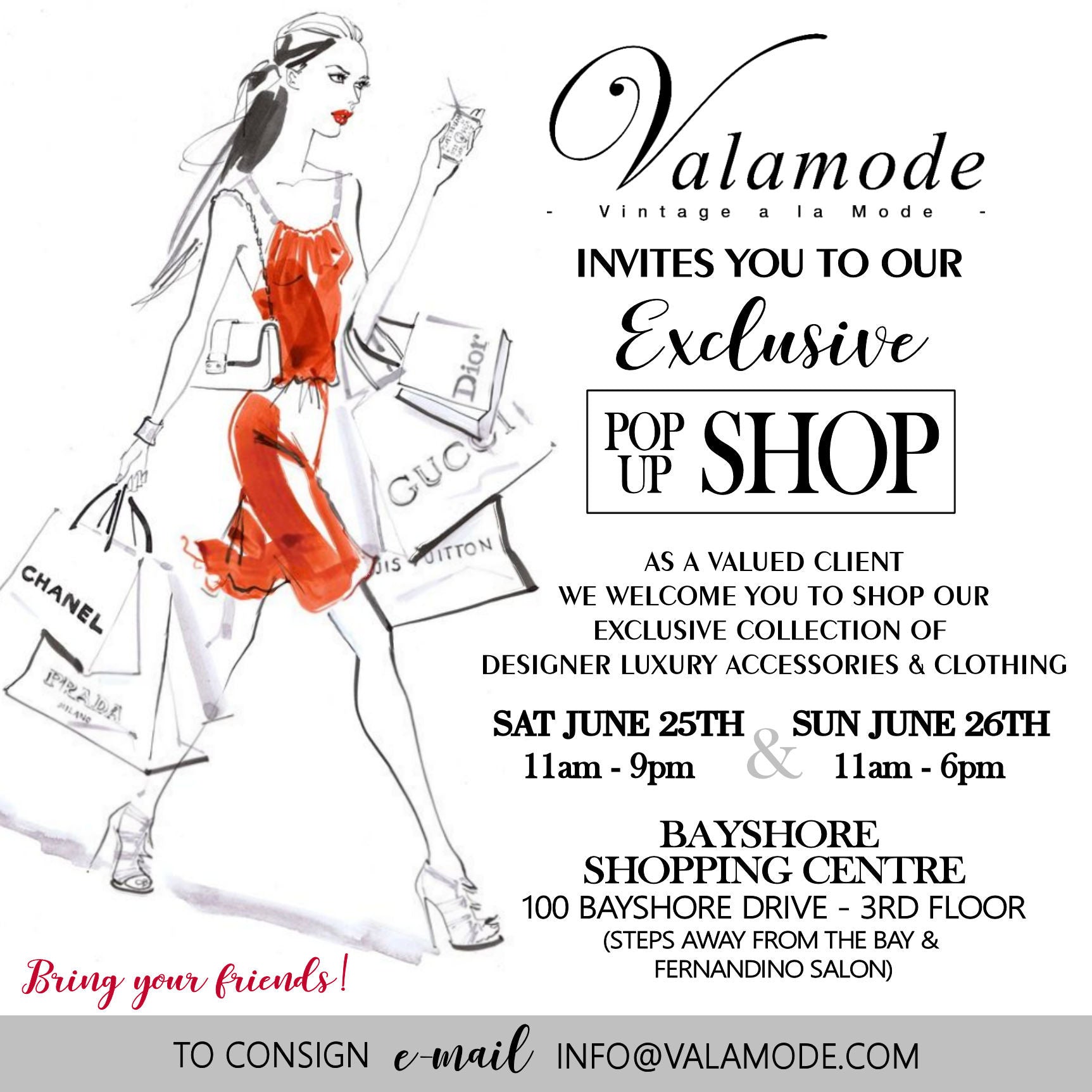 Valamode Ottawa Pop Up Shop at Bayshore Shopping Centre