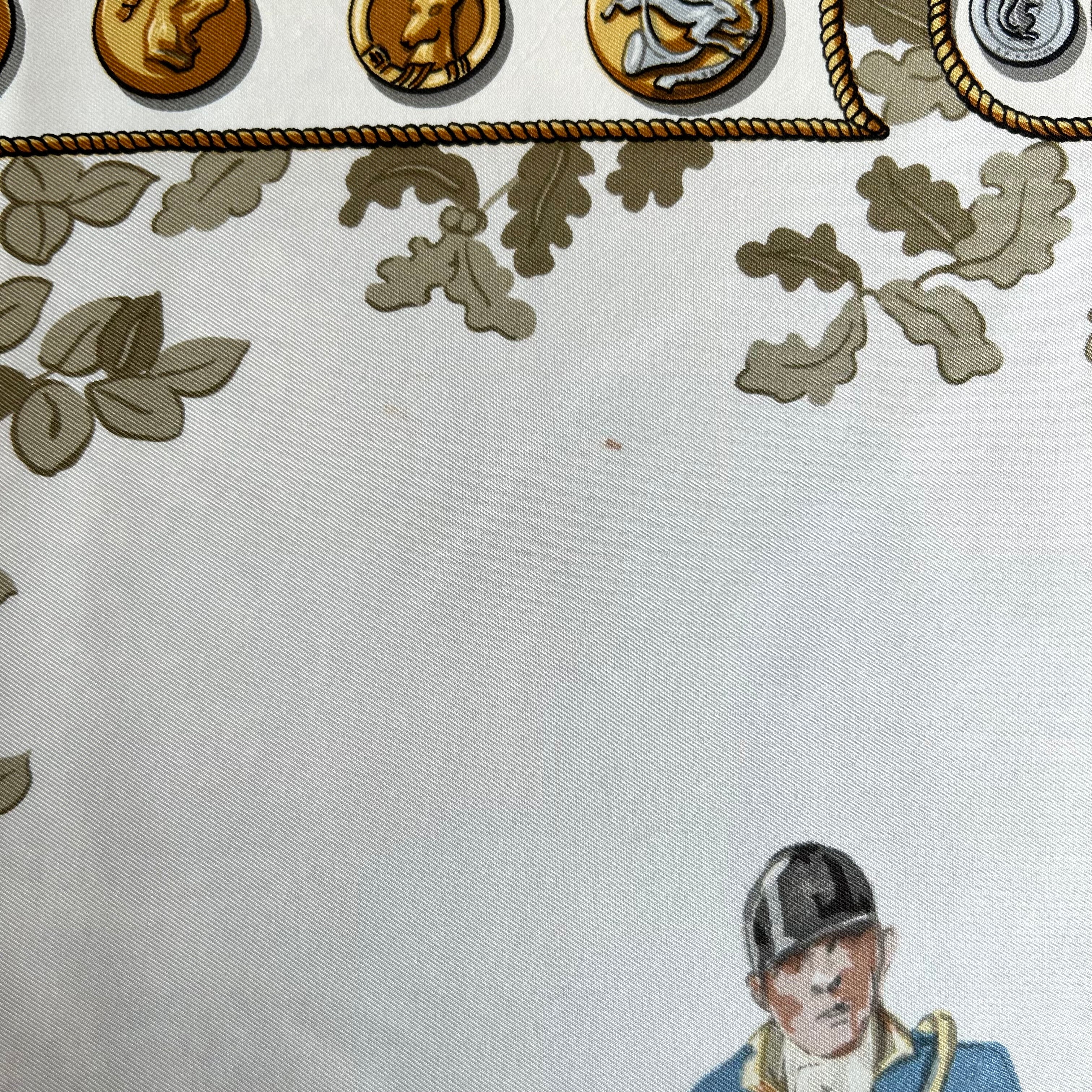Pre-Owned HERMES Vintage Blue Le Debuche Silk Scarf - 90cm