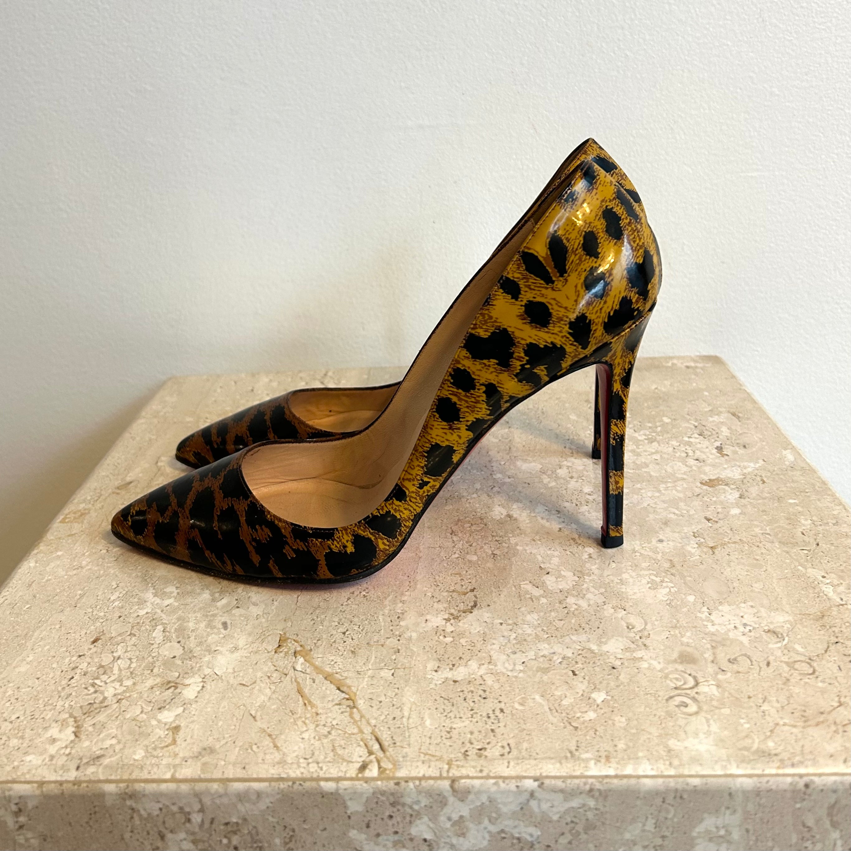 Pre-Owned CHRISTIAN LOUBOUTIN Brown Leopard Print Pigalle 100 - Size 41