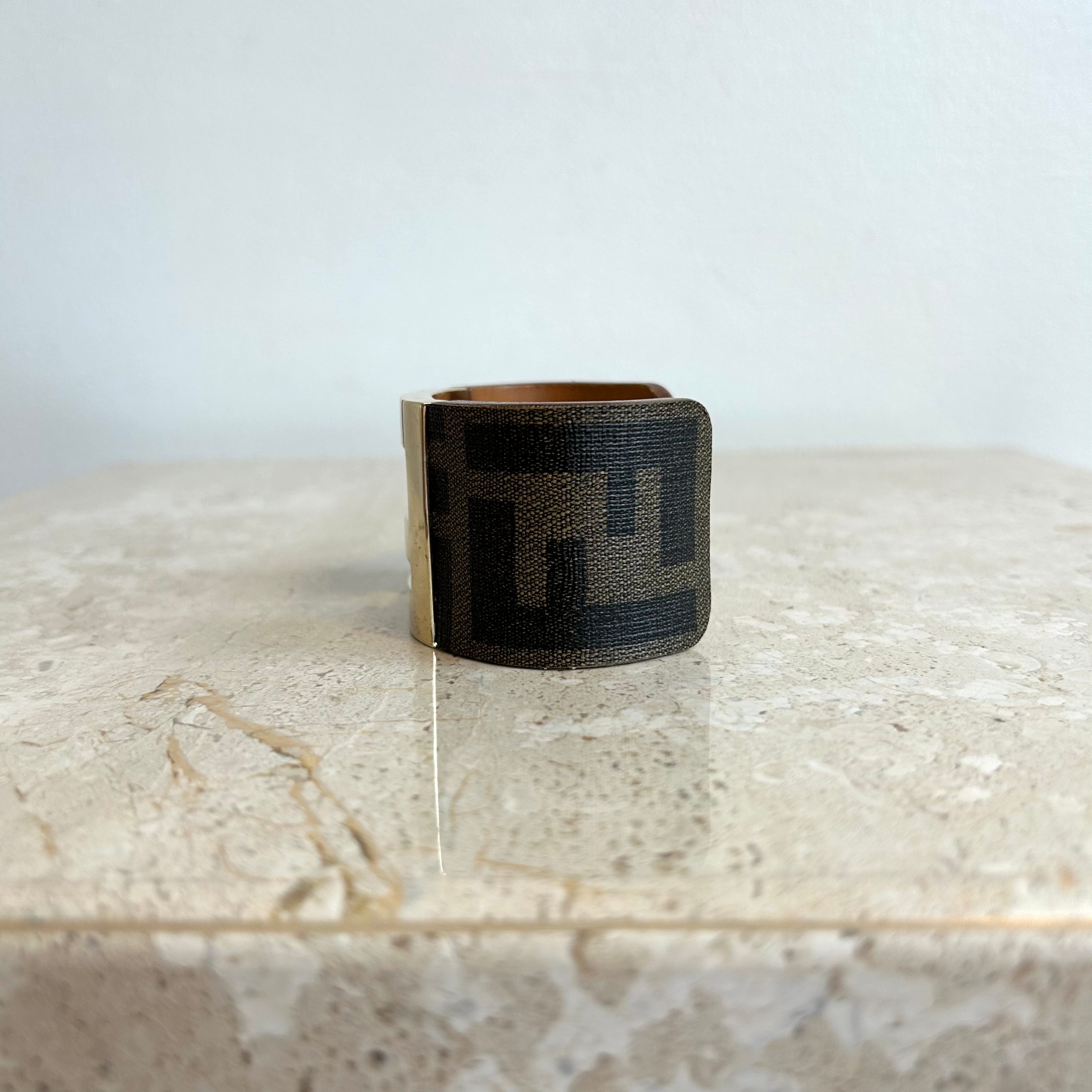 Pre-Owned FENDI Brown Zucca Canvas Cuff