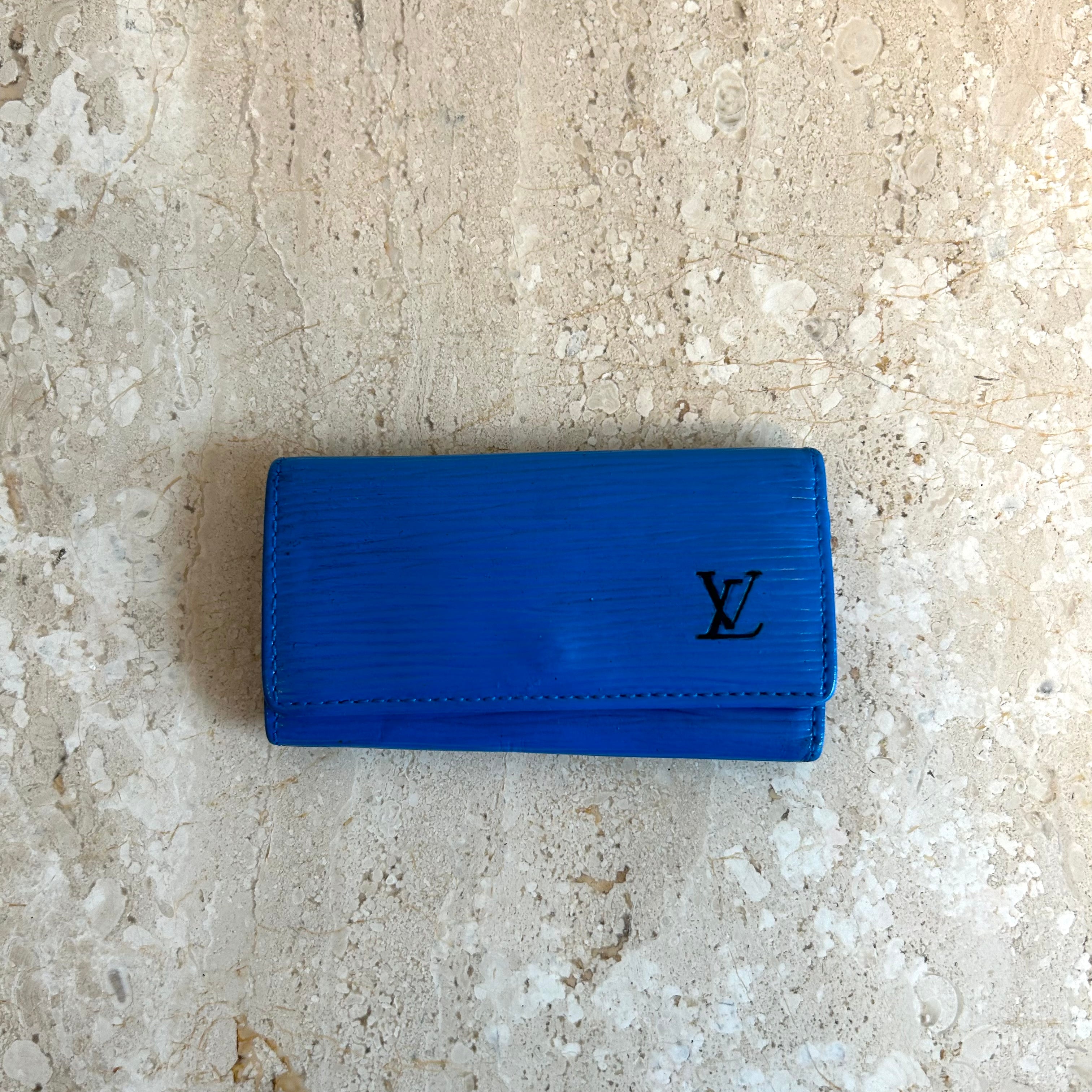 Pre-Owned LOUIS VUITTON Vintage Blue Epi Key Holder