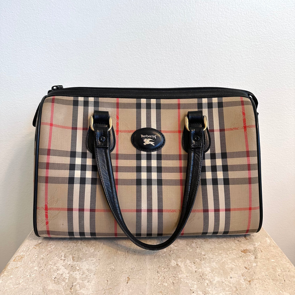 Pre-Owned BURBERRY Vintage Nova Check Small Boston Bag