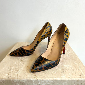 Pre-Owned CHRISTIAN LOUBOUTIN Brown Leopard Print Pigalle 100 - Size 41