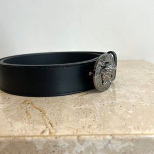 Pre-Owned VERSACE Classic Medusa Black Leather Belt - Size 100/40