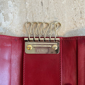 Pre-Owned FENDI Vintage Red Zucca Key Holder
