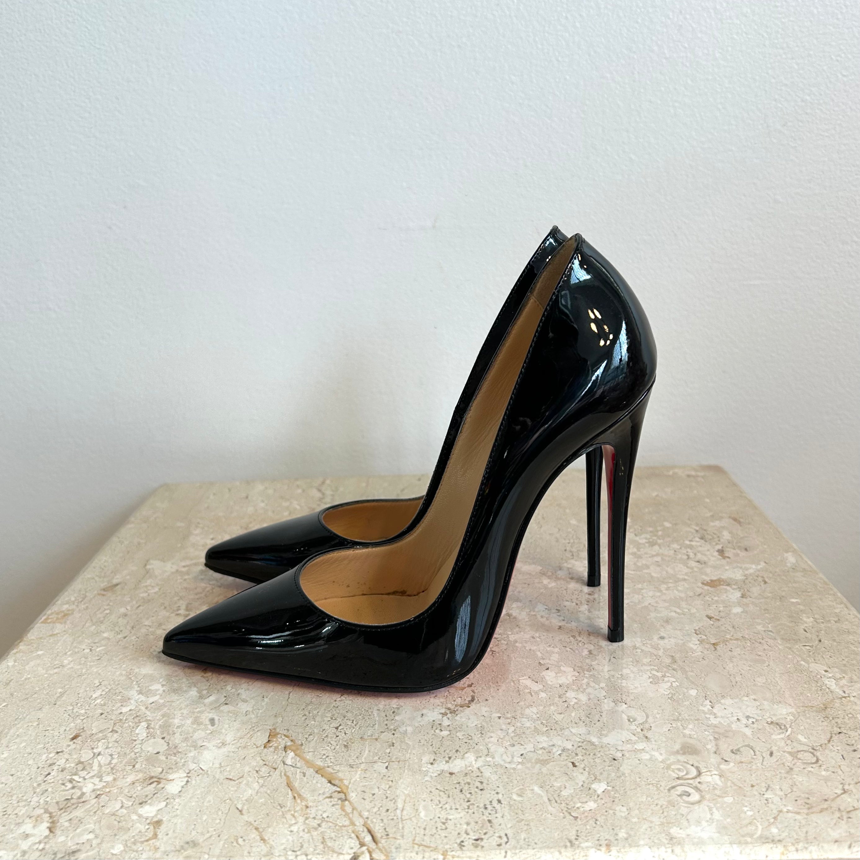 Pre-Owned CHRISTIAN LOUBOUTIN So Kate 120 Black Patent Pump - Size 36.5