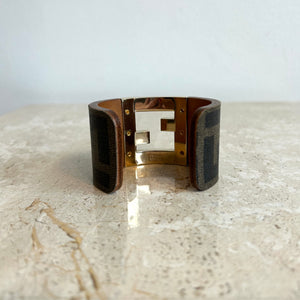 Pre-Owned FENDI Brown Zucca Canvas Cuff