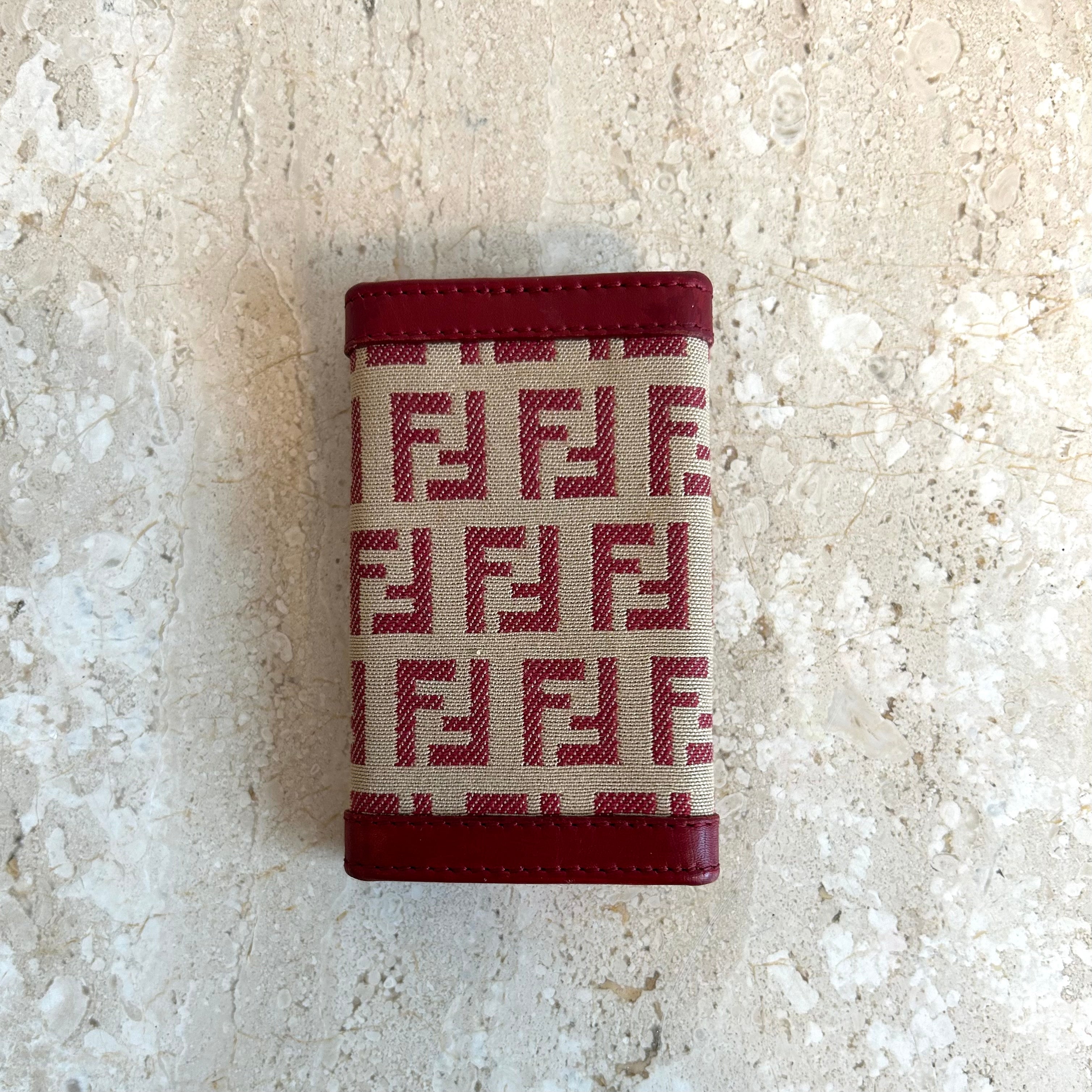 Pre-Owned FENDI Vintage Red Zucca Key Holder