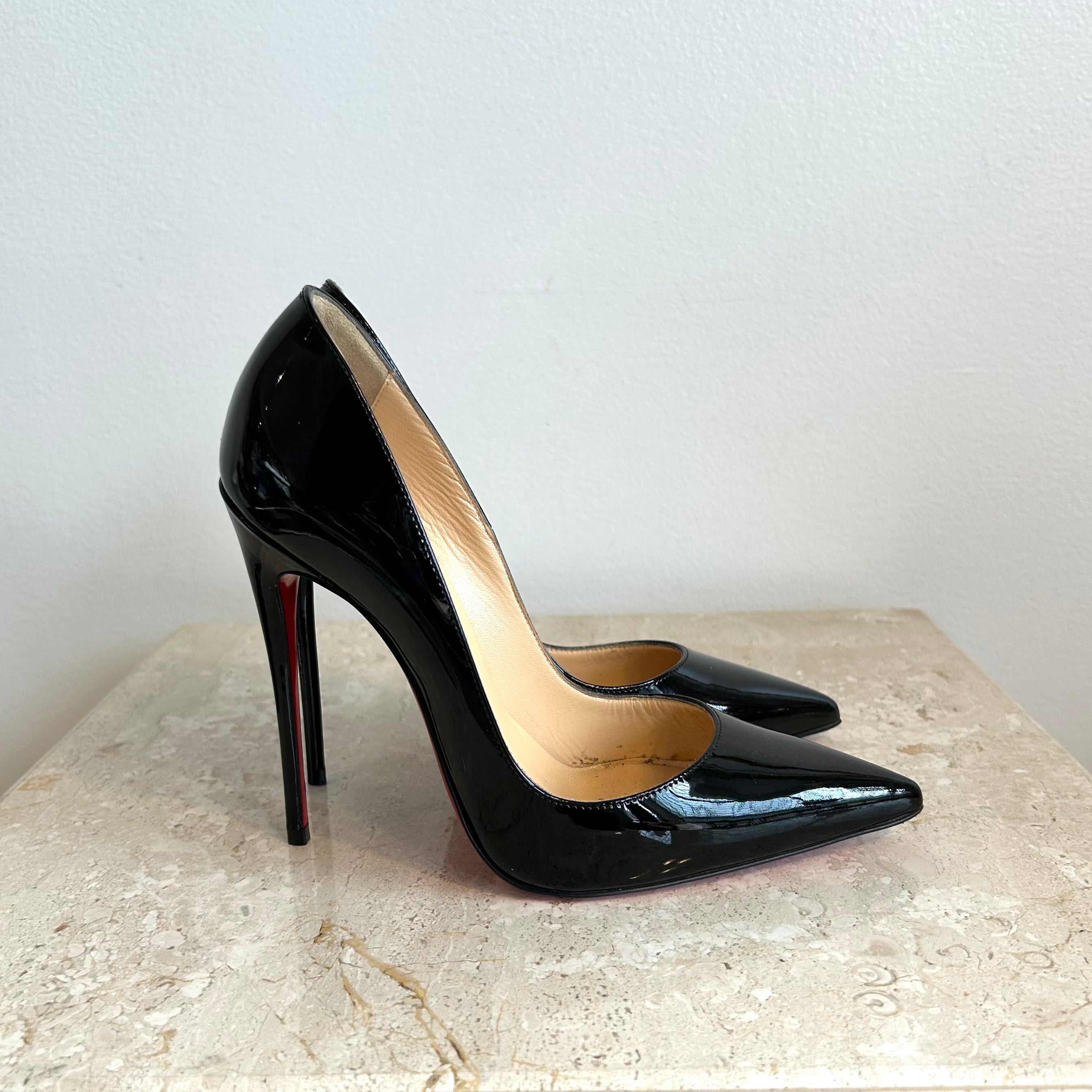 Pre-Owned CHRISTIAN LOUBOUTIN So Kate 120 Black Patent Pump - Size 36.5