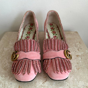 Pre-Owned GUCCI Light Rose Marmont Kiltie Heeled Loafer - Size 39