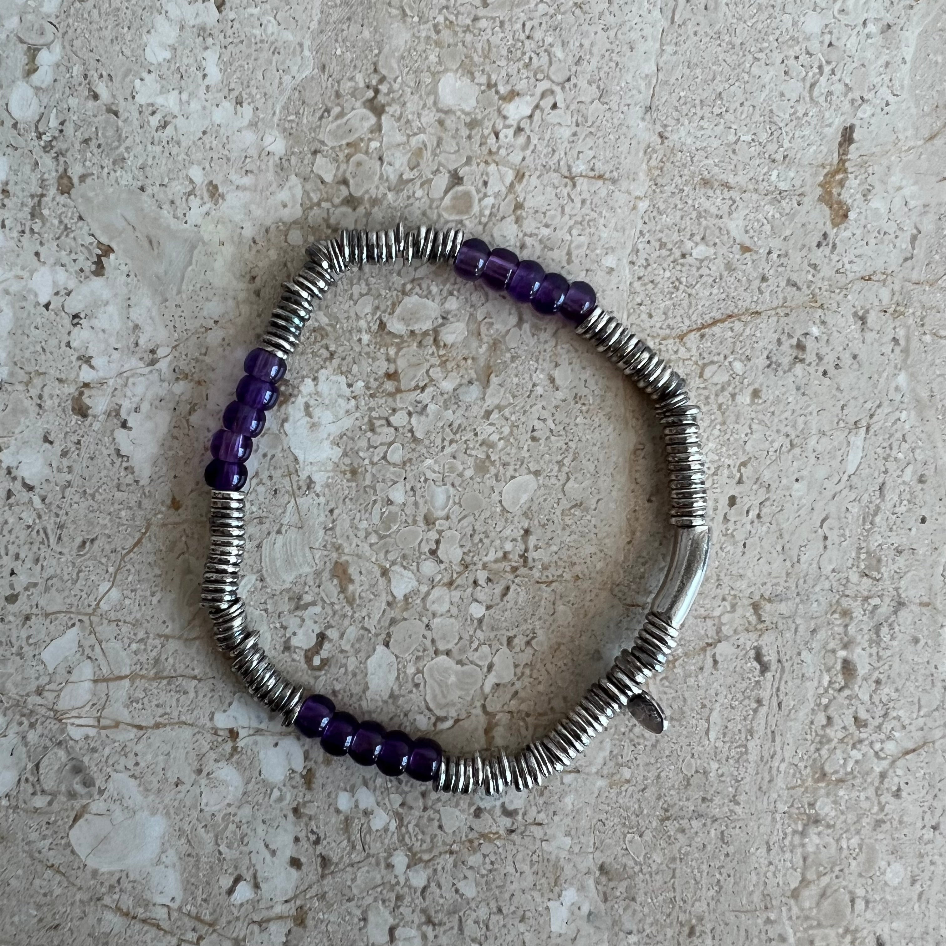 Pre-Owned  LINKS OF LONDON Mini SS and Amethyst Sweetie Bracelet