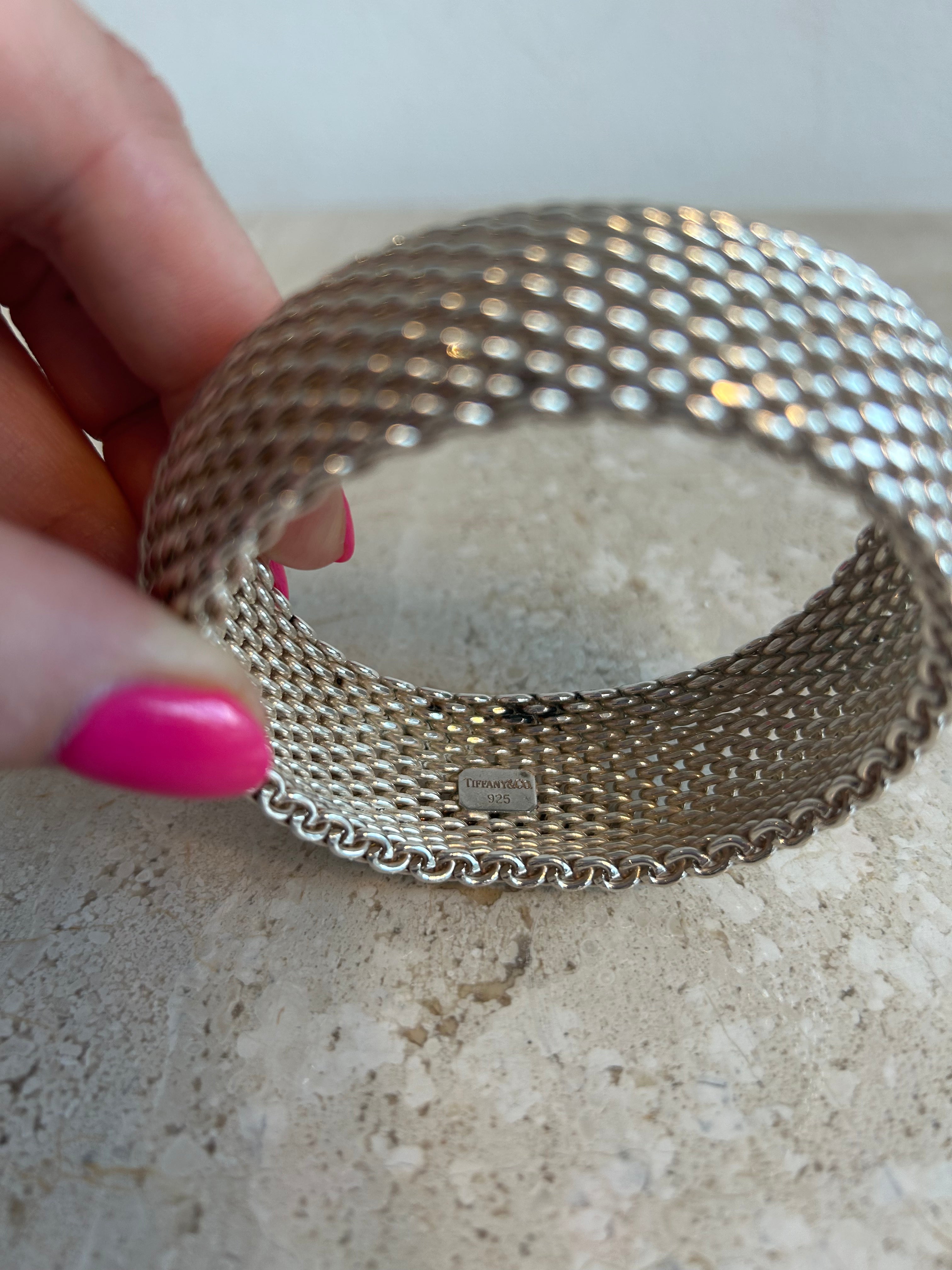 Pre-Owned TIFFANY & CO. Somerset Mesh Cuff Bangle