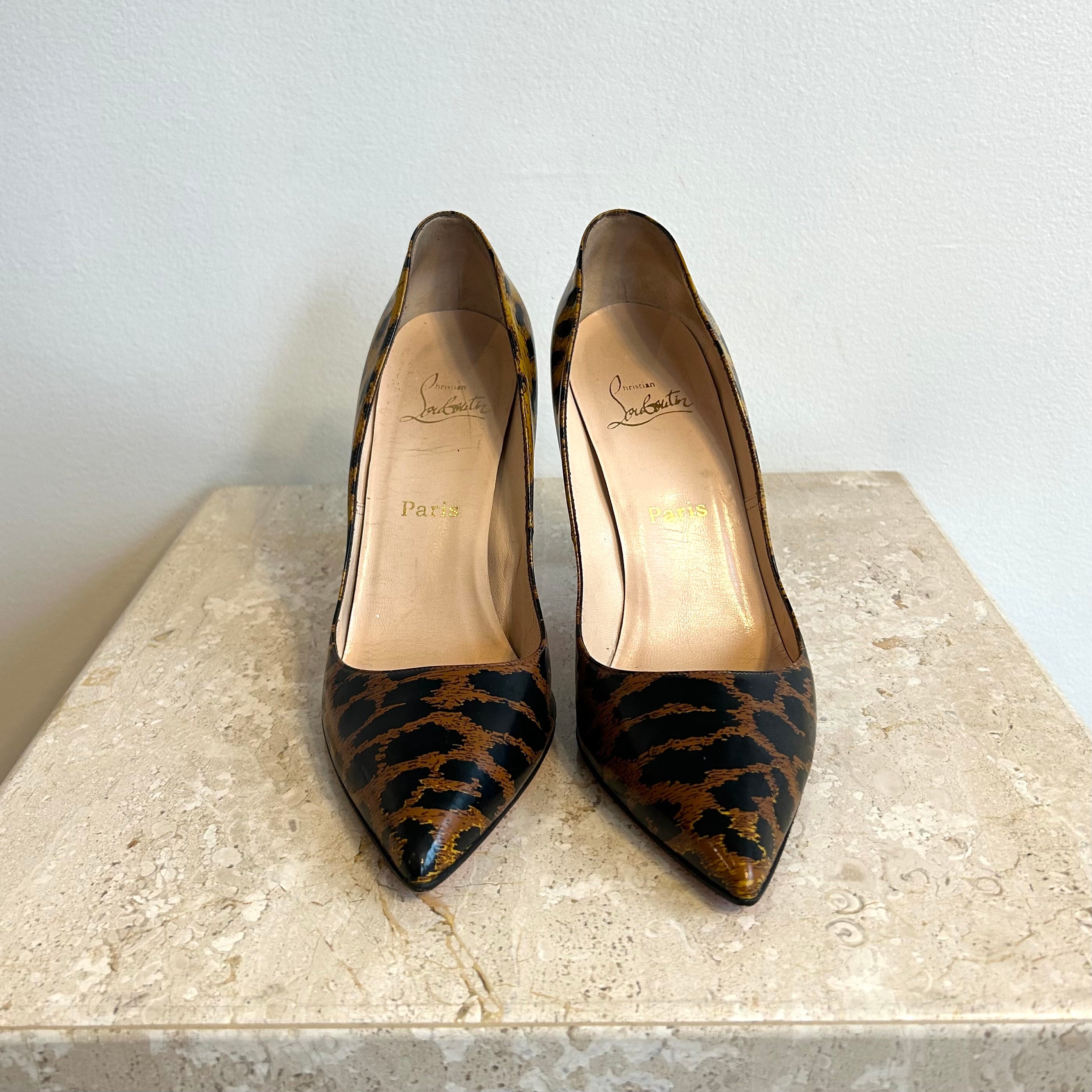 Pre-Owned CHRISTIAN LOUBOUTIN Brown Leopard Print Pigalle 100 - Size 41