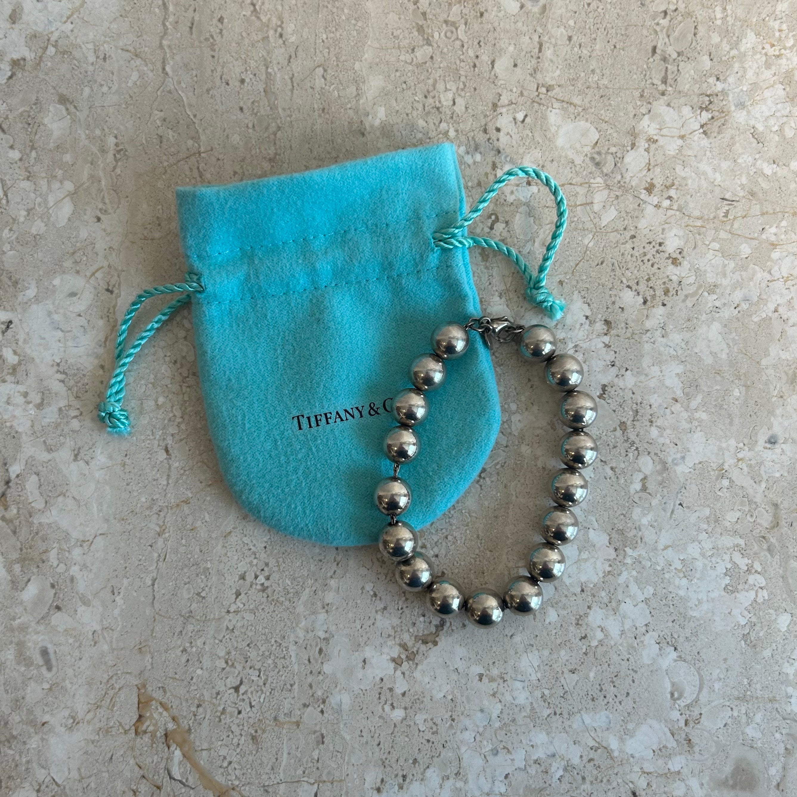 Pre-owned TIFFANY & CO. Sterling Silver Ball Bead Bracelet
