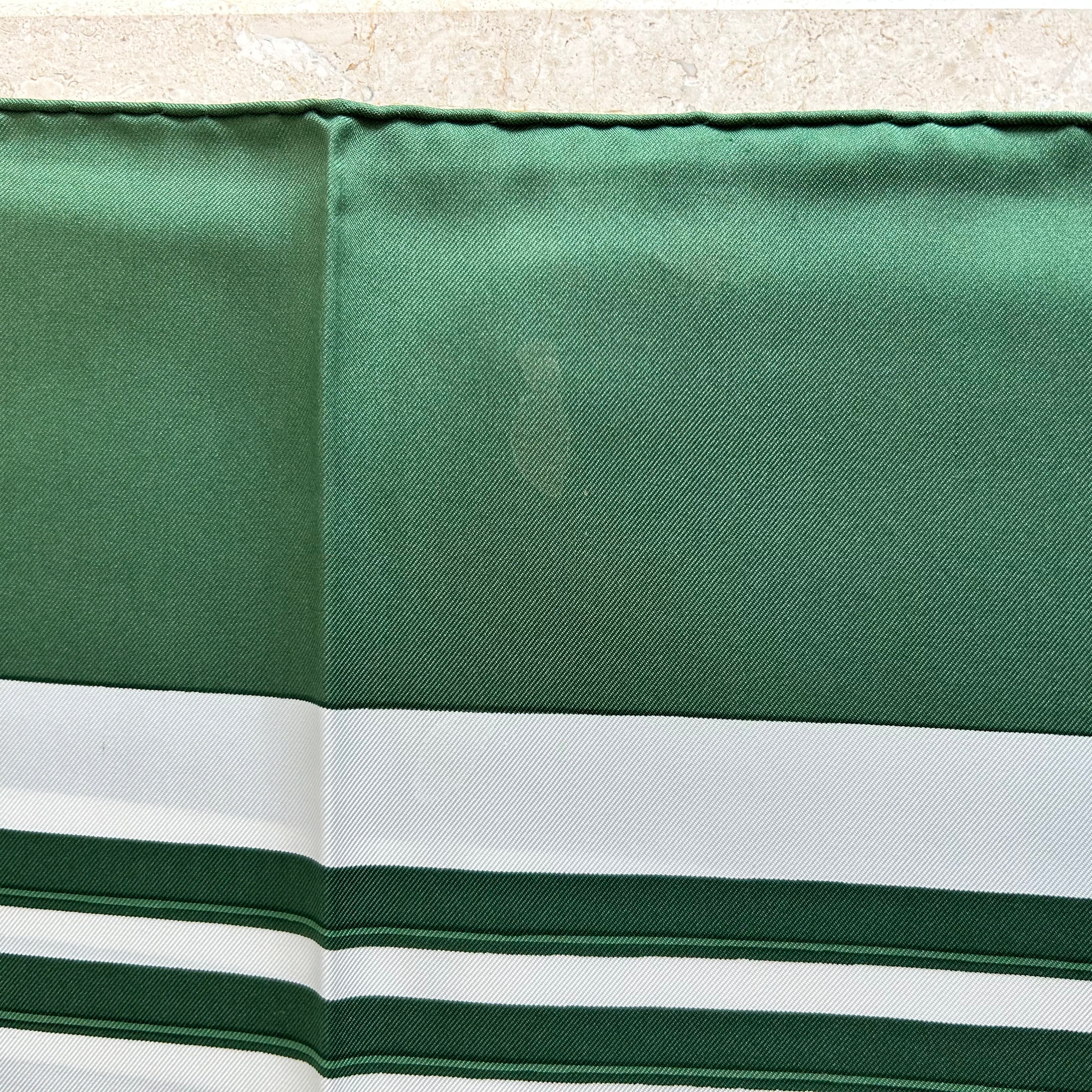Pre-Owned HERMES Vintage Brides de Gala Racing Green Silk Scarf - 90cm