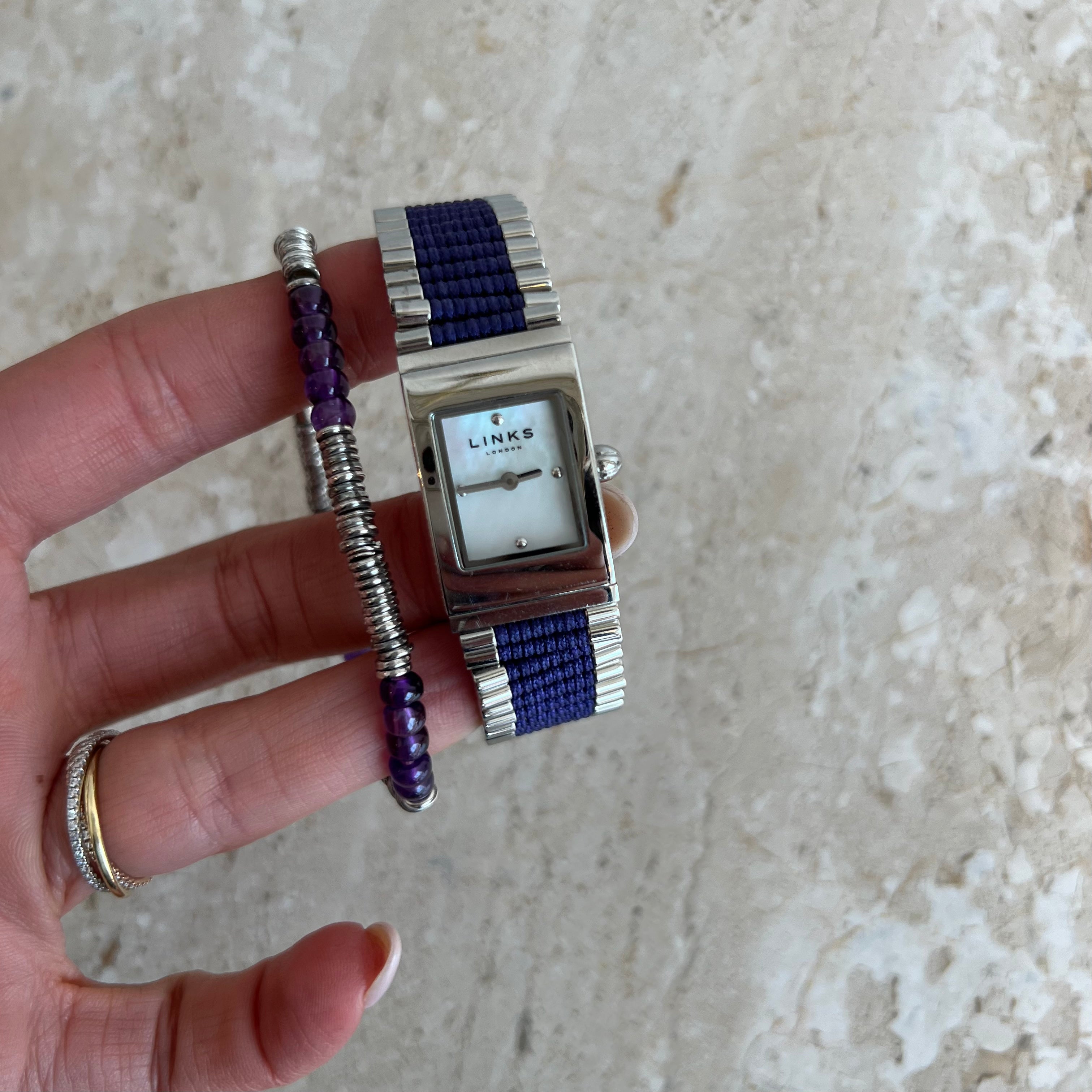 Pre-Owned  LINKS OF LONDON Mini SS and Amethyst Sweetie Bracelet