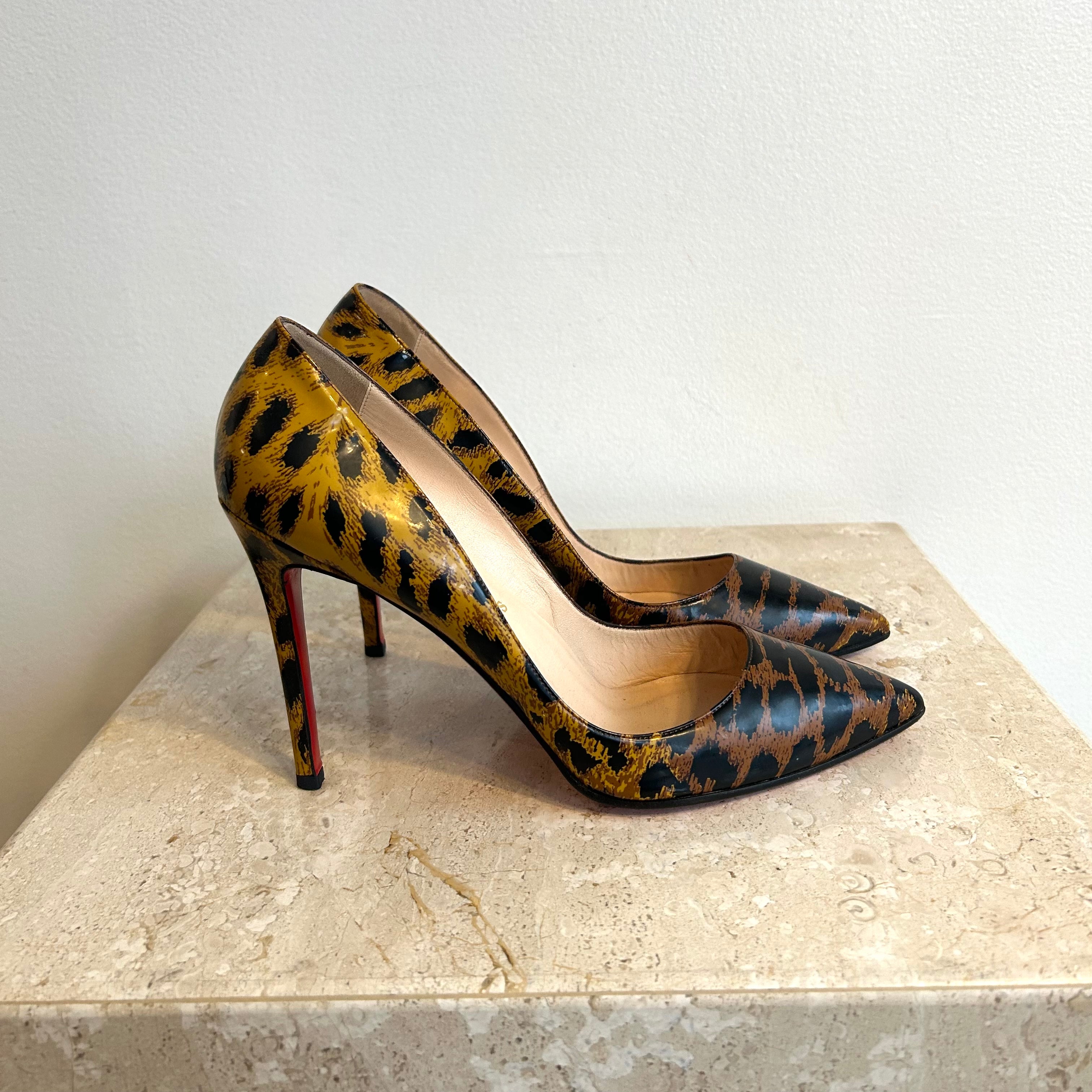 Pre-Owned CHRISTIAN LOUBOUTIN Brown Leopard Print Pigalle 100 - Size 41