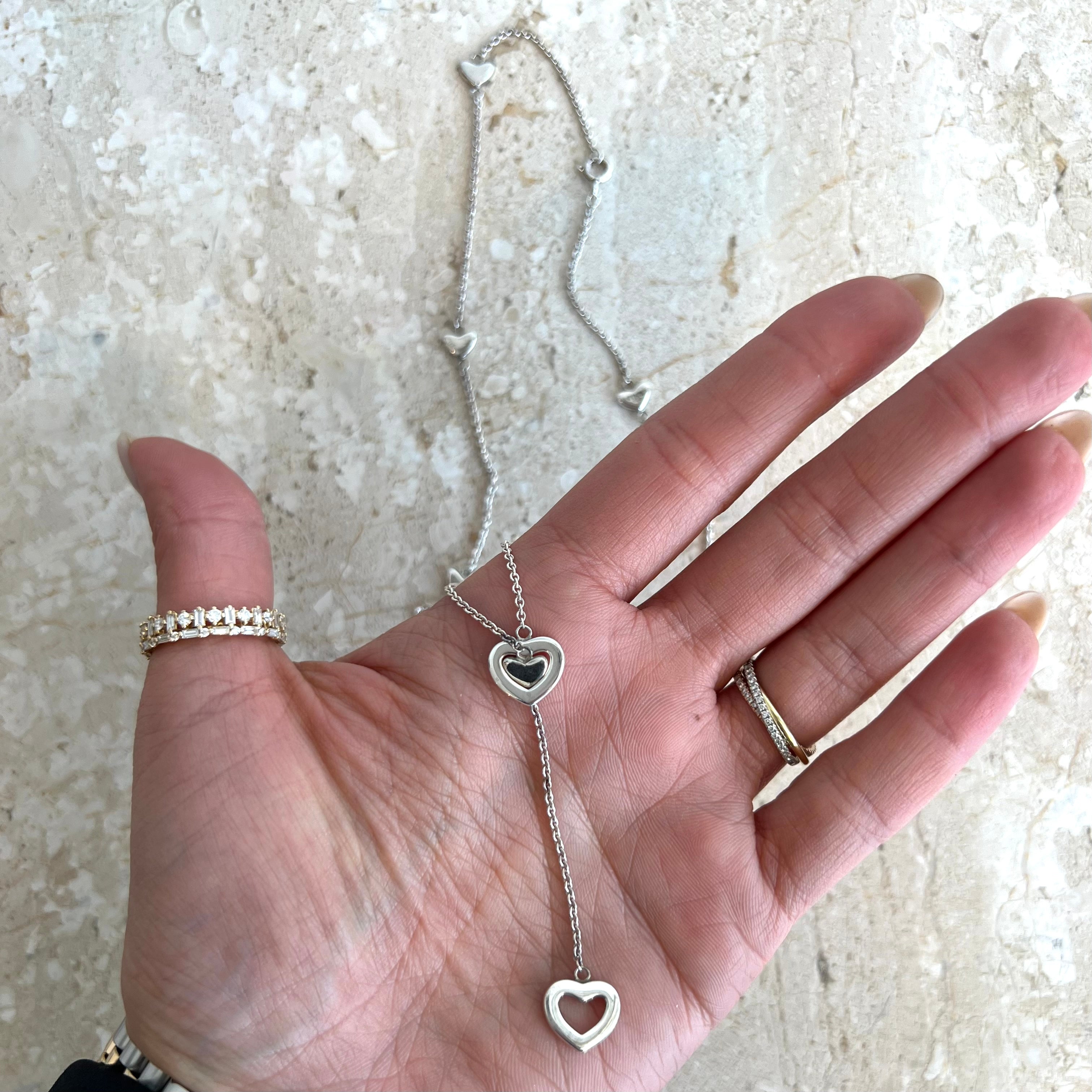 Pre-Owned TIFFANY & CO.  SS Heart Station Lariat Necklace