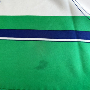 Pre-Owned HERMES Vintage Ex Libris Green and Blue Silk Scarf - 90cm