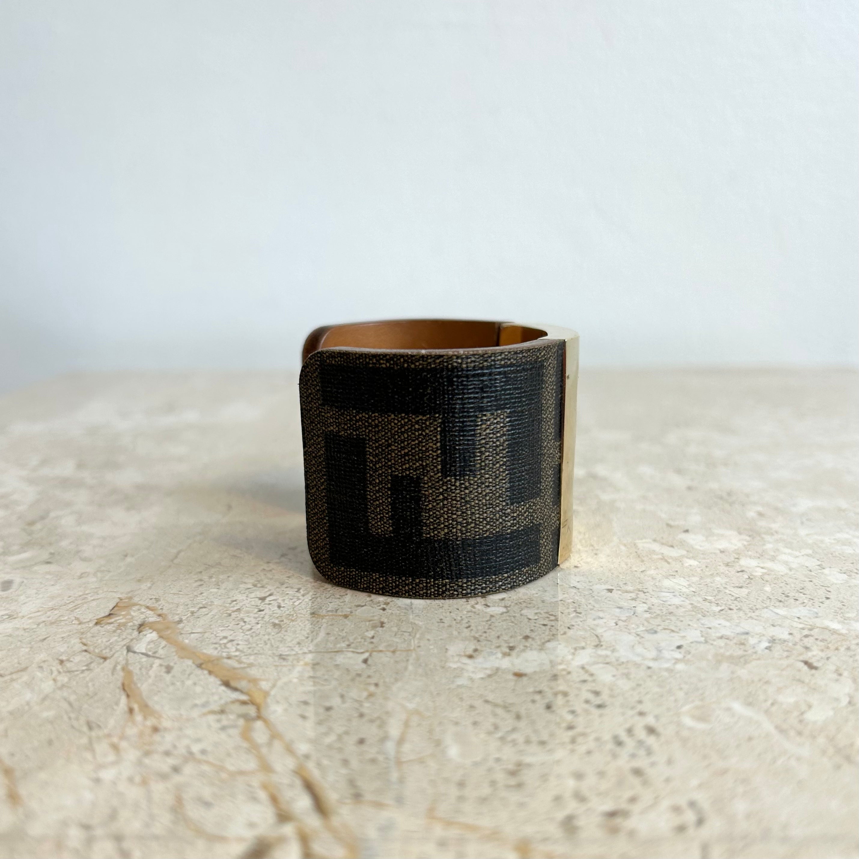 Pre-Owned FENDI Brown Zucca Canvas Cuff