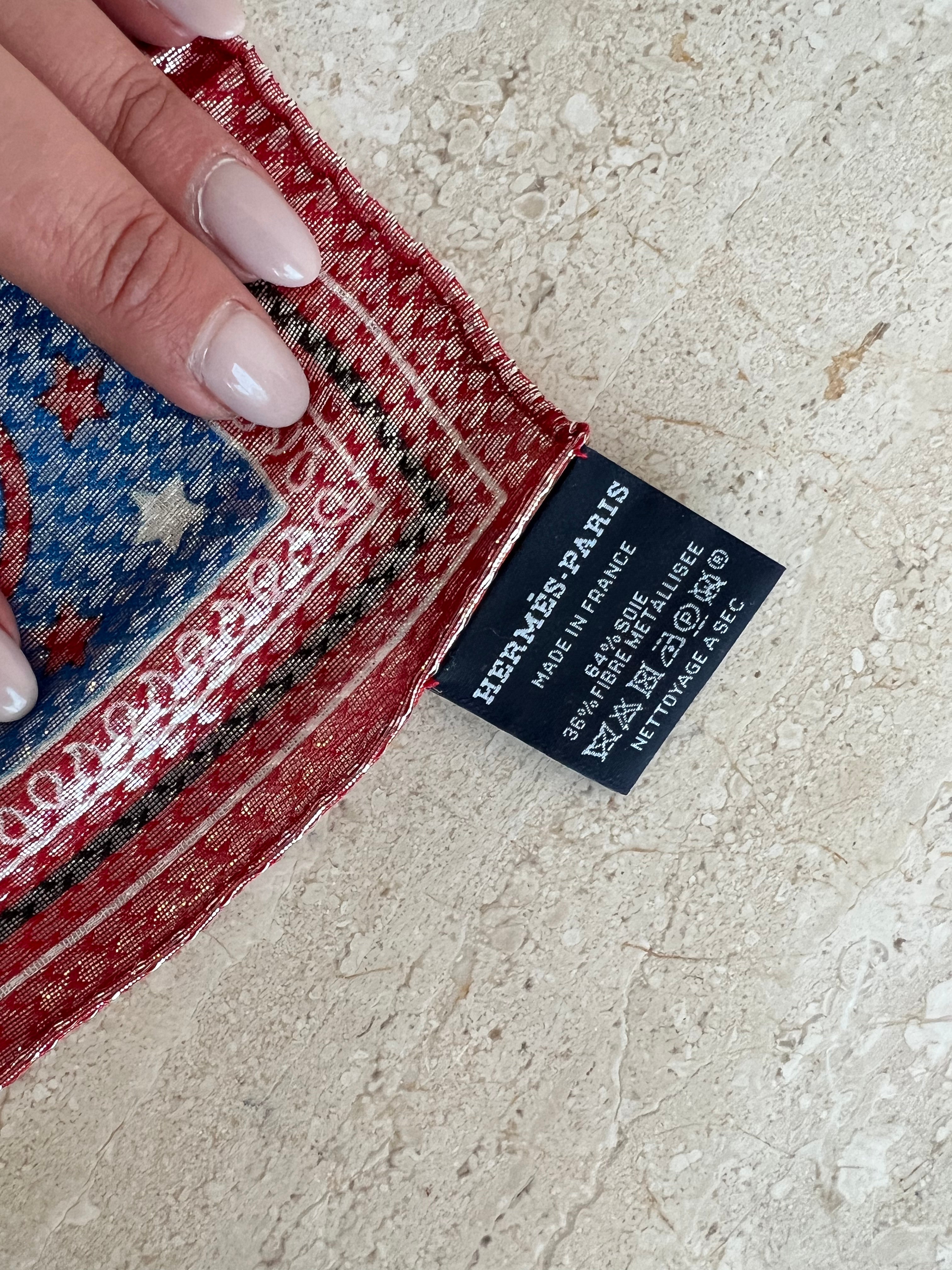Pre-Owned HERMES Coaching Red White & Blue Bandana Disco 55