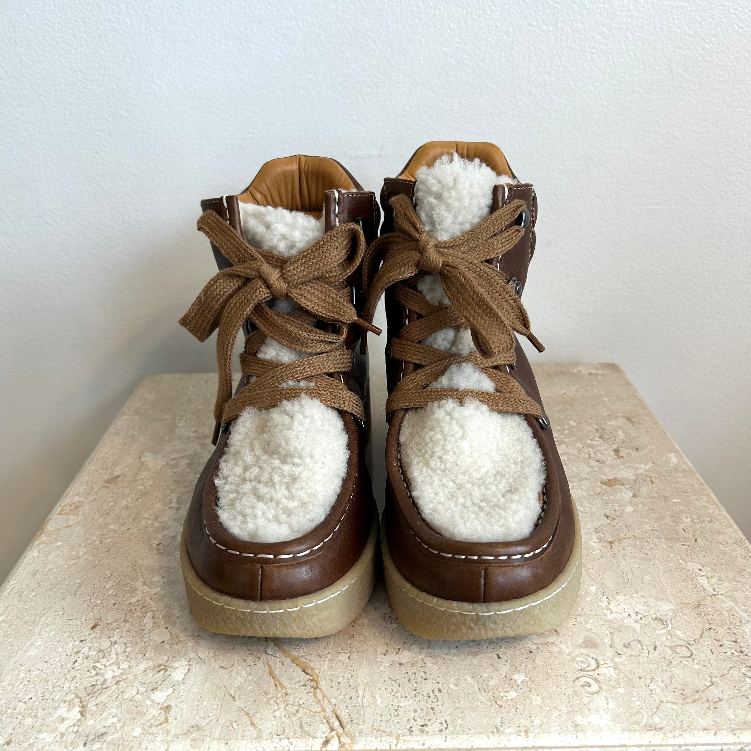 Pre-Owned ISABEL MARANT Brown Shearling Alpaca Ankle Boot - Size 39