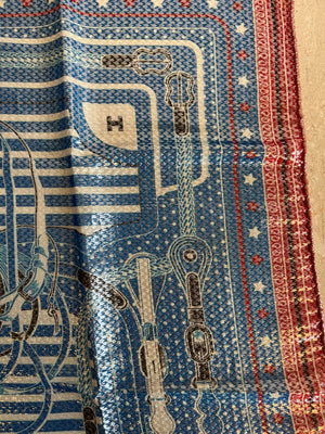 Pre-Owned HERMES Coaching Red White & Blue Bandana Disco 55