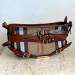 Pre-Owned BURBERRY Brown Leather House Check Small Langford Crossbody
