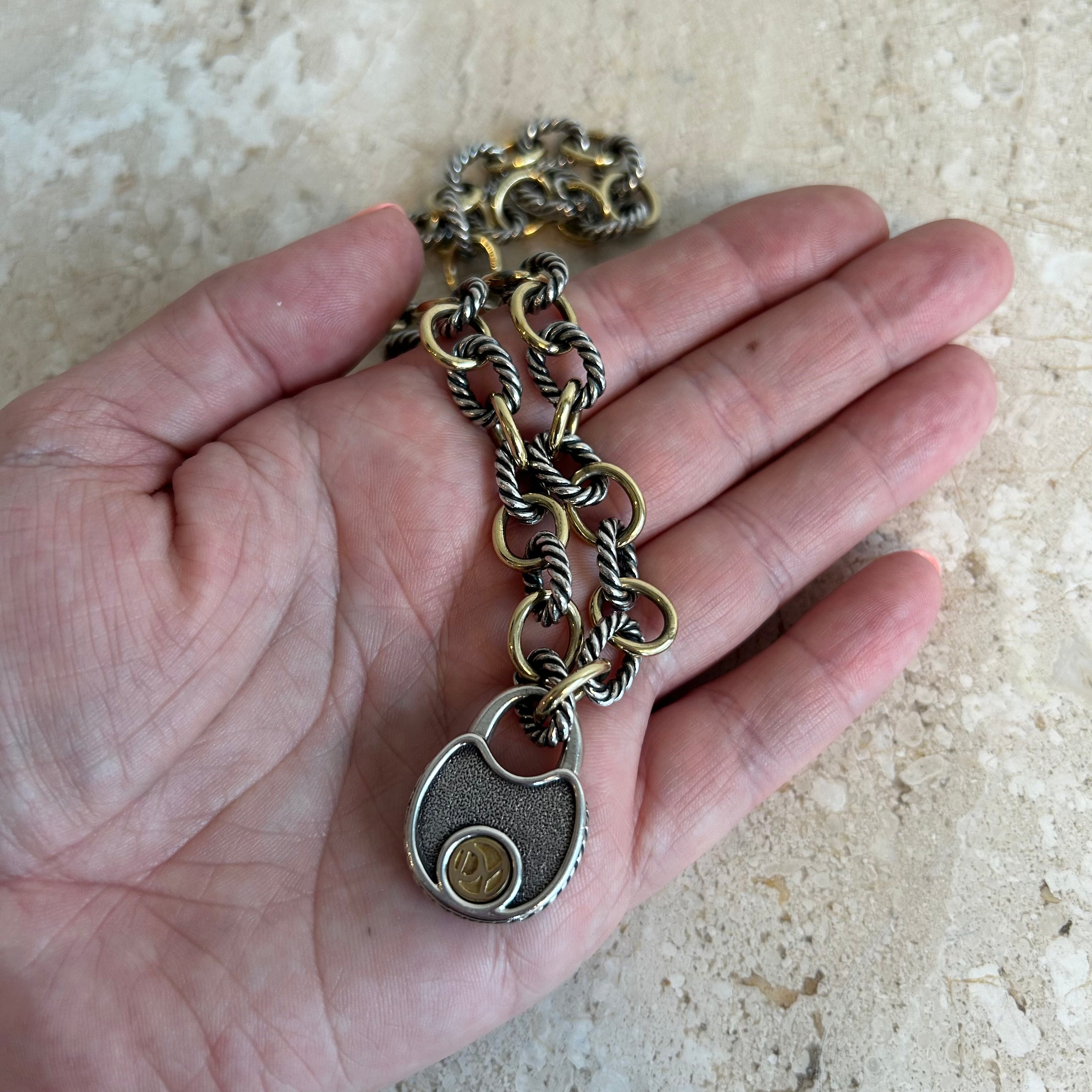 Pre-Owned DAVID YURMAN Two-Tone Padlock Pendant Necklace