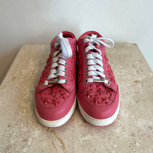 Pre-Owned JIMMY CHOO Miami Flamingo with Stars Sneakers - Size 35