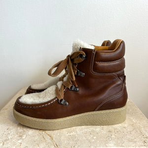 Pre-Owned ISABEL MARANT Brown Shearling Alpaca Ankle Boot - Size 39