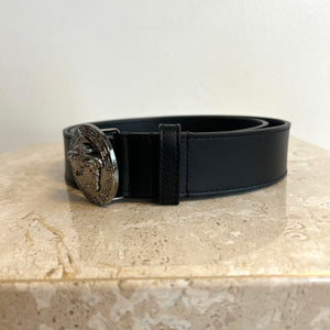 Pre-Owned VERSACE Classic Medusa Black Leather Belt - Size 100/40