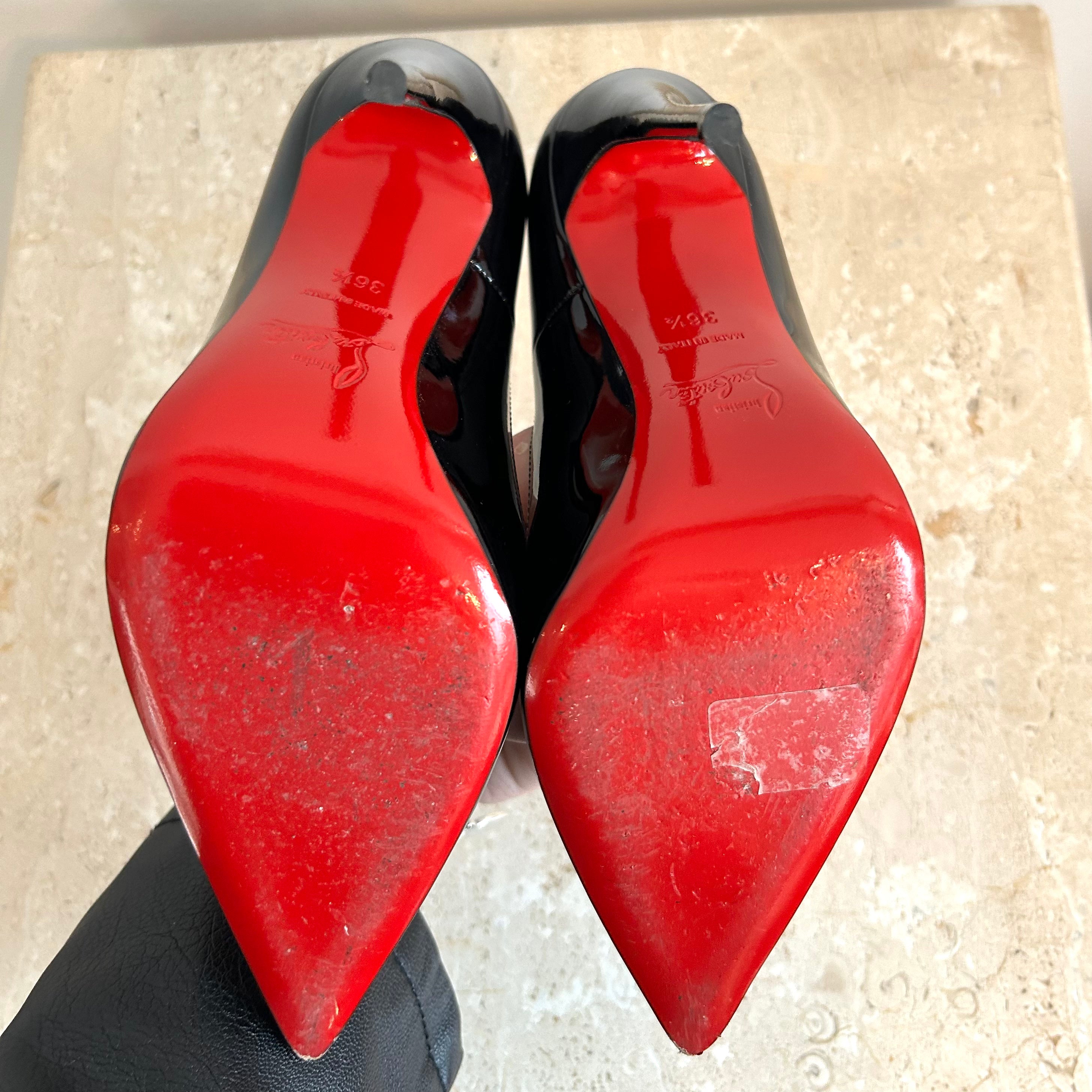Pre-Owned CHRISTIAN LOUBOUTIN So Kate 120 Black Patent Pump - Size 36.5