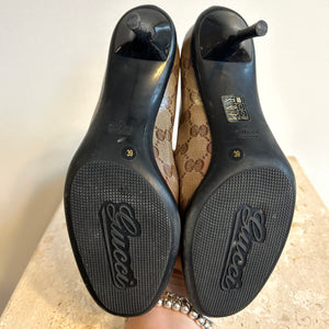 Pre-Owned GUCCI Crystal GG Bow Pumps - Size 39