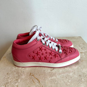 Pre-Owned JIMMY CHOO Miami Flamingo with Stars Sneakers - Size 35