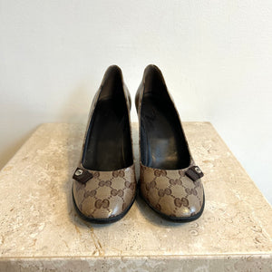 Pre-Owned GUCCI Crystal GG Bow Pumps - Size 39