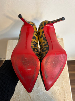 Pre-Owned CHRISTIAN LOUBOUTIN Brown Leopard Print Pigalle 100 - Size 41