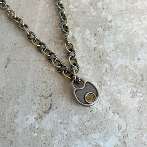 Pre-Owned DAVID YURMAN Two-Tone Padlock Pendant Necklace