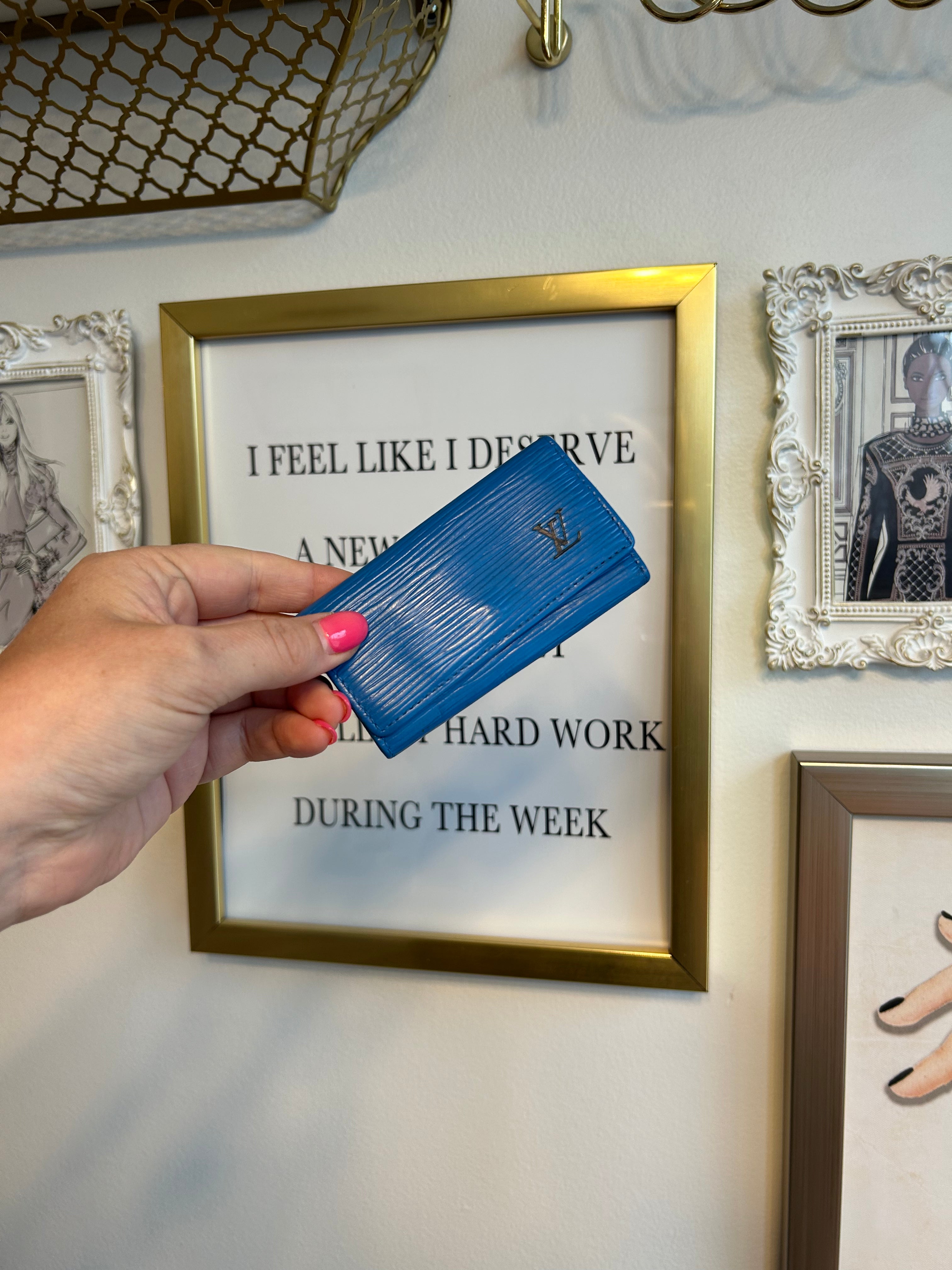 Pre-Owned LOUIS VUITTON Vintage Blue Epi Key Holder